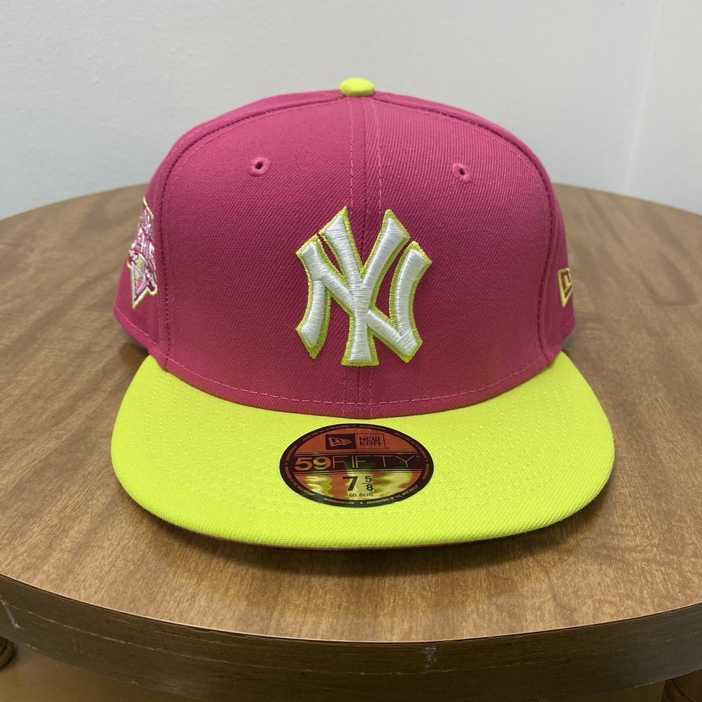 New Era New York Yankees 2000 World Series Patch Pink Volt 59fifty 7 5/8 Hat MLB